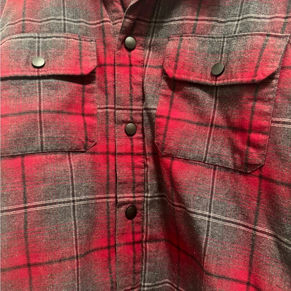 Rugged Elements Men’s Quilted Flannel Button Up Plaid Jacket Medium Red Grey - Picture 3 of 6